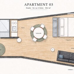 Draupromenade 12 Villach – Top 3 Drau – hand-drawn floor plan of the apartment