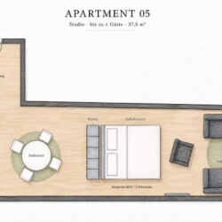 Draupromenade 12 Villach – Top 5 Grasgrün – hand-drawn floor plan of the apartment