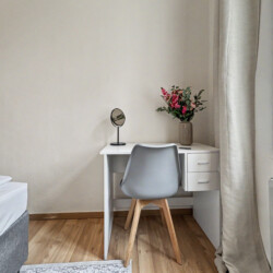 Junkers gas boiler and kitchen overview in spacious Vienna short-term rental