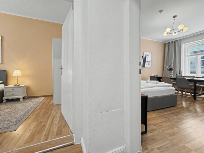 Washing machine in bathroom of spacious Vienna holiday rental for 8 guests